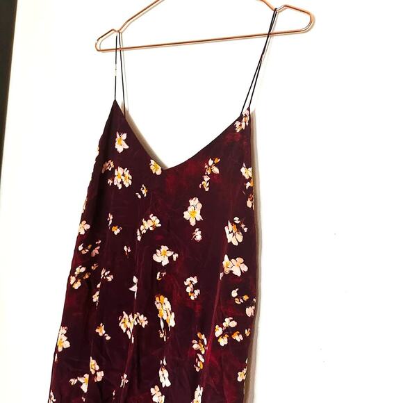 Caroline Constas Arabella Maroon Floral Sleeveless V-Neck Ruched Dress Size L - Picture 5 of 16
